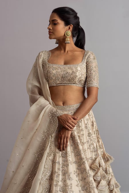 Anushree Reddy Ivory embroidered lehenga – Kuro Clothing India