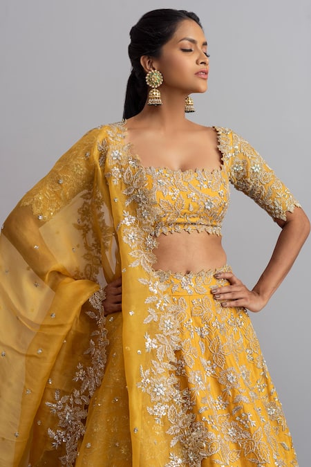 Pernia's Pop-Up Shop - We won't lie - this lehenga is what our dreams are  made of! Designer: Anushree Reddy. . To shop visit  https://www.perniaspopupshop.com/anushree-reddy-yellow-embroidered-lehenga-set-anhc092007.html  . WhatsApp us now for personal ...