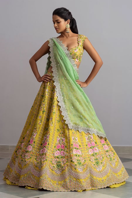 Yellow Embroidered Work Traditional Designer Wear Lehenga Choli in 2024 |  Designer bridal lehenga choli, Designer bridal lehenga, Bridal lehenga choli