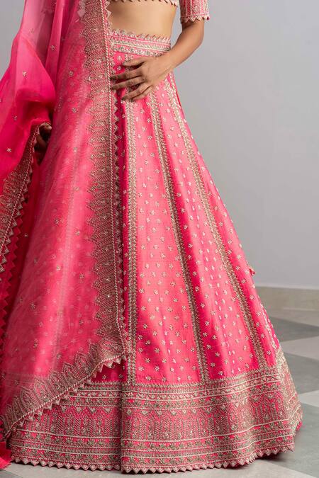 Buy Anushree Reddy Pink Raw Silk Dupatta Organza Embroidery Riwaayat Bridal Lehenga Set Online at Aza Fashions Buy_Anushree Reddy_Pink Raw Silk Dupatta Organza Embroidery Riwaayat Bridal Lehenga Set _Online_at_Aza_Fashions