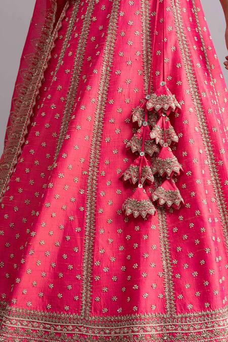 Shop Anushree Reddy Pink Raw Silk Dupatta Organza Embroidery Riwaayat Bridal Lehenga Set Online at Aza Fashions Shop_Anushree Reddy_Pink Raw Silk Dupatta Organza Embroidery Riwaayat Bridal Lehenga Set _Online_at_Aza_Fashions