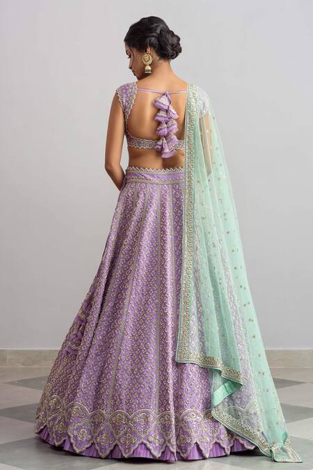 Shop Anushree Reddy Purple Raw Silk Dupatta Organza Square Neck Aafreen Bridal Lehenga Set at Aza Fashions Shop_Anushree Reddy_Purple Raw Silk Dupatta Organza Square Neck Aafreen Bridal Lehenga Set_at_Aza_Fashions