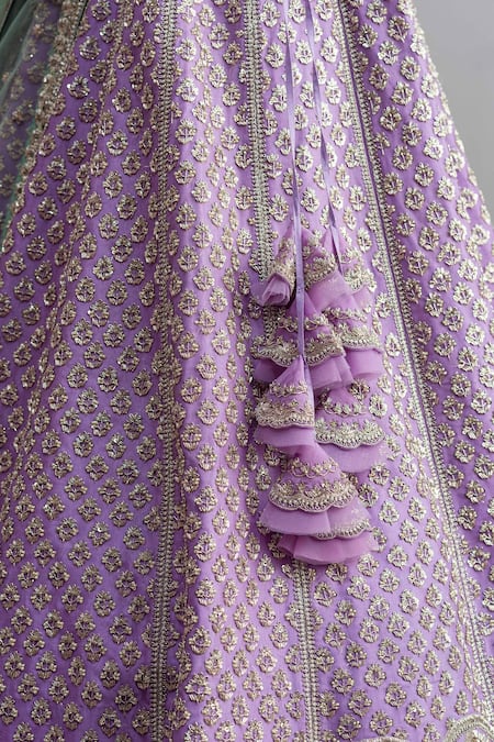 Shop Anushree Reddy Purple Raw Silk Dupatta Organza Square Neck Aafreen Bridal Lehenga Set Online at Aza Fashions Shop_Anushree Reddy_Purple Raw Silk Dupatta Organza Square Neck Aafreen Bridal Lehenga Set_Online_at_Aza_Fashions