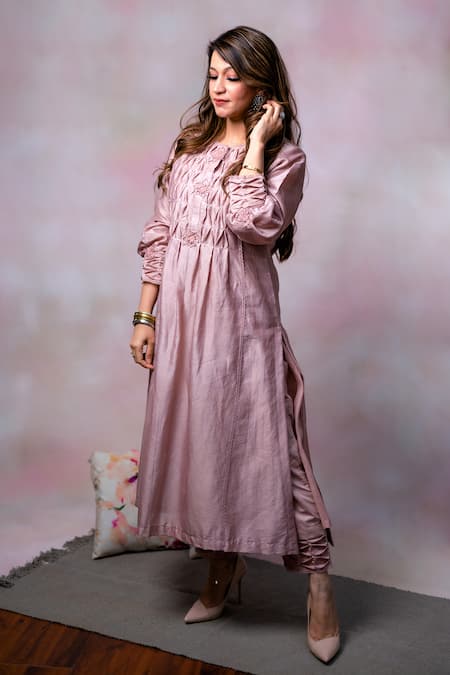 Anushka Repswal - Sewing Love Chanderi Smocked Kurta & Pant Set 