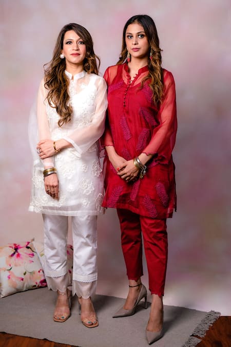 Anushka Repswal - Sewing Love Leaf Embroidered Kurta & Pant Set 