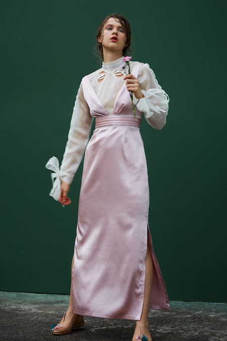 Elegant Korean Silk Satin Green Satin Dress For Women High Waist Striped  Plus Size V Neck Bodycon Long 210427 From Luo04, $25.6 | DHgate.Com