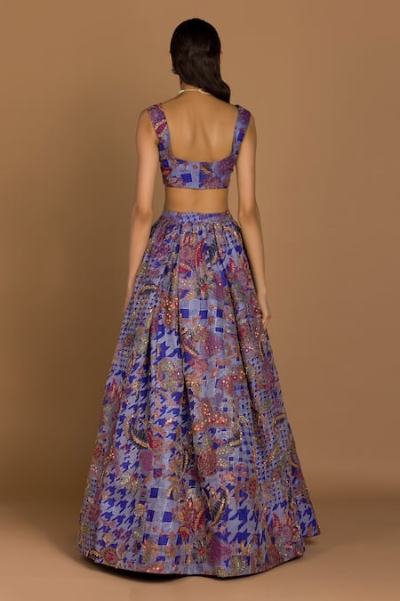 Aisha Rao Organza Printed Bridal Lehenga Set 