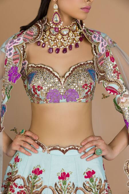 Shop_Aisha Rao_White Raw Silk, Net Sweetheart Neck Bridal Lehenga Set With Dupatta _Online_at_Aza_Fashions