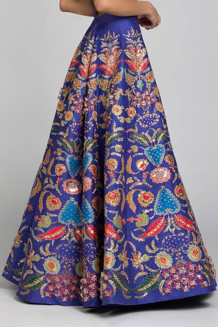 Buy_Aisha Rao_Purple Raw Silk, Net Cutdana And Nakshi Bridal Lehenga Set With Dupatta _Online_at_Aza_Fashions