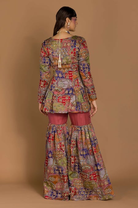 Aisha Rao Satin Organza Sharara Set 