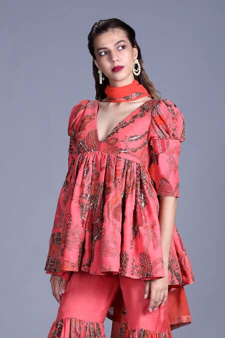 Shop Aisha Rao Pink Embellished Kurta Sharara Set at Aza Fashions Shop_Aisha Rao_Pink Embellished Kurta Sharara Set_at_Aza_Fashions