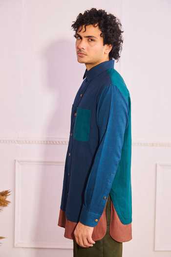 Shop_Artless_Blue Cotton Linen Shirt _Online_at_Aza_Fashions