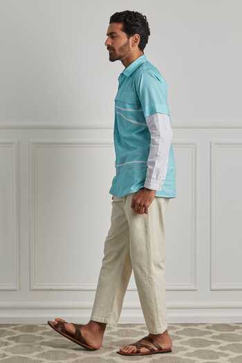 Buy_Artless_Blue Cotton Linen Shirt _Online_at_Aza_Fashions