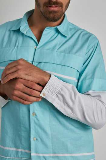 Shop_Artless_Blue Cotton Linen Shirt _Online_at_Aza_Fashions