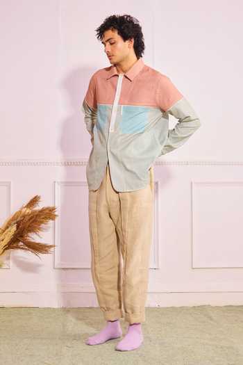 Buy_Artless_Multi Color Cotton Linen Mid Court Shirt _Online_at_Aza_Fashions