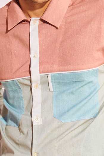 Artless_Multi Color Cotton Linen Mid Court Shirt _at_Aza_Fashions