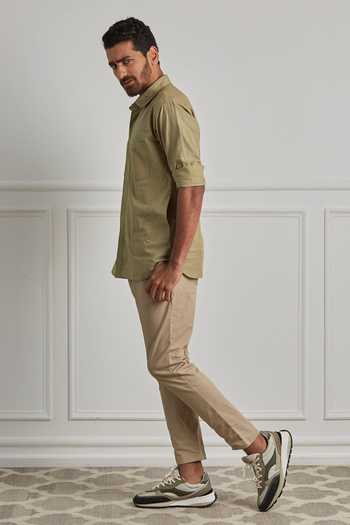 Buy_Artless_Beige Cotton Linen Perimeter Shirt _Online_at_Aza_Fashions