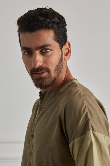 Shop_Artless_Green Cotton Linen Avocado Shirt_Online_at_Aza_Fashions
