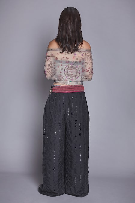 Jade By Monica & Karishma Organza Wrap Top & Pant Set 