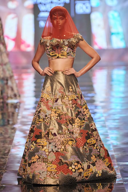 Aisha Rao Floral Motifs Bridal Lehenga Set 