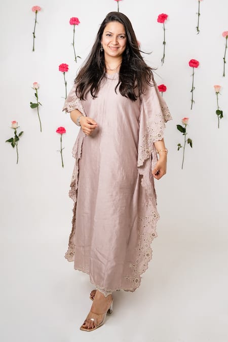 Anushka Repswal - Sewing Love Chanderi Embroidered Kaftan & Pant Set 