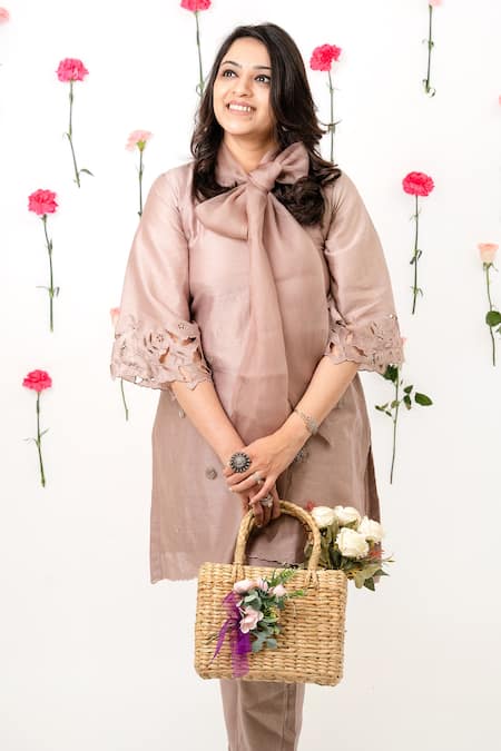 Anushka Repswal - Sewing Love Chanderi Embroidered Kurta & Pant Set 