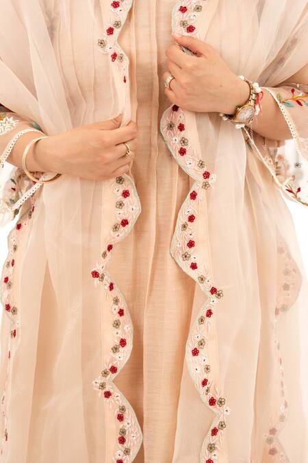 Buy Anushka Repswal - Sewing Love Beige Dupatta Organza, Kurta Malai Chanderi, Lining Mulmul, Embroidered Set Online at Aza Fashions Buy_Anushka Repswal - Sewing Love_Beige Dupatta Organza, Kurta Malai Chanderi, Lining Mulmul, Embroidered Set _Online_at_Aza_Fashions