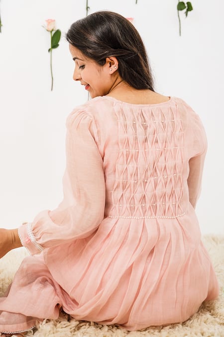 Anushka Repswal - Sewing Love Chanderi Pleated Kurta & Pant Set 