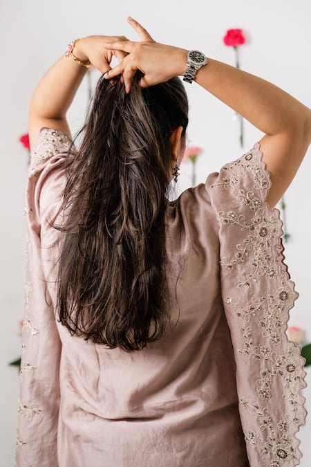 Anushka Repswal - Sewing Love Chanderi Embroidered Kaftan & Pant Set 