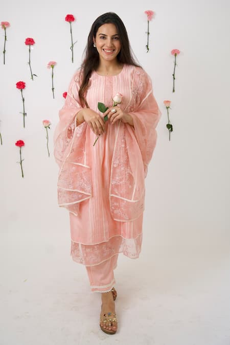 Anushka Repswal - Sewing Love Pintuck Embroidered Kurta Set 