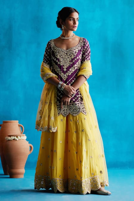 Angad Singh Silk Kurta Sharara Set 