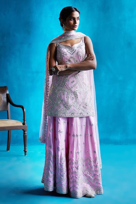 Angad Singh Silk Kurta Sharara Set 