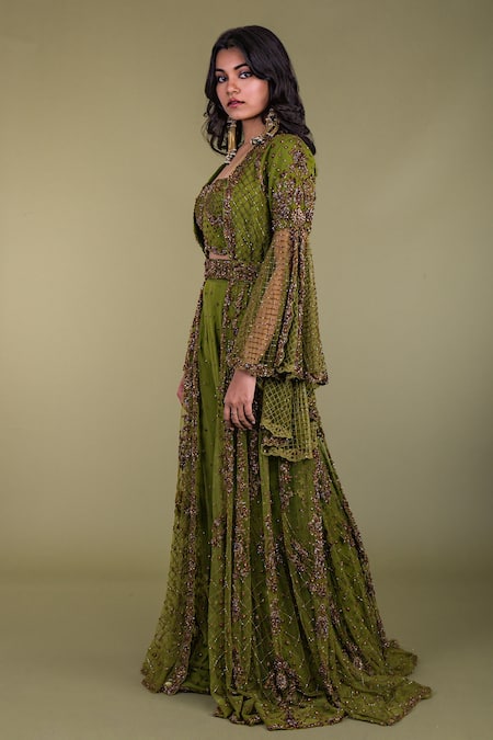Asra Embroidered Sharara Set With Jacket 
