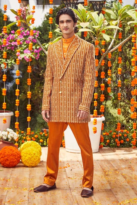 Asra Embroidered  Coat Style Sherwani Kurta Set 