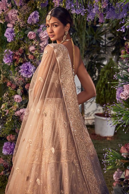 Shop Asra Beige Raw Silk Bead Work, Sequins Sweetheart Neck Embroidered Jacket Lehenga Set at Aza Fashions Shop_Asra_Beige Raw Silk Bead Work, Sequins Sweetheart Neck Embroidered Jacket Lehenga Set _at_Aza_Fashions