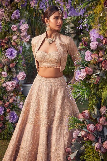 Buy Asra Beige Raw Silk Bead Work, Sequins Sweetheart Neck Embroidered Jacket Lehenga Set Online at Aza Fashions Buy_Asra_Beige Raw Silk Bead Work, Sequins Sweetheart Neck Embroidered Jacket Lehenga Set _Online_at_Aza_Fashions