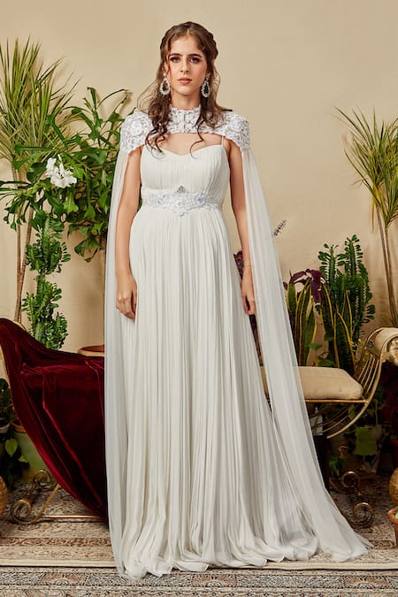 Asra Gathered Gown with Cape 