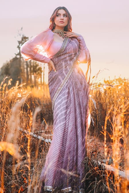 Aarti Sethia Studio Leheriya Saree With Blouse 