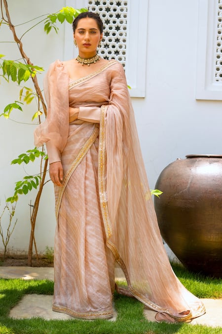 Aarti Sethia Leheriya Saree With Blouse 