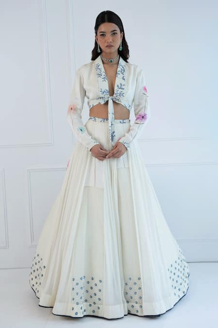 Amit Sachdeva Printed Crop Blazer & Skirt Set 