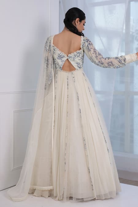 Amit Sachdeva Floral Print Anarkali With Dupatta 