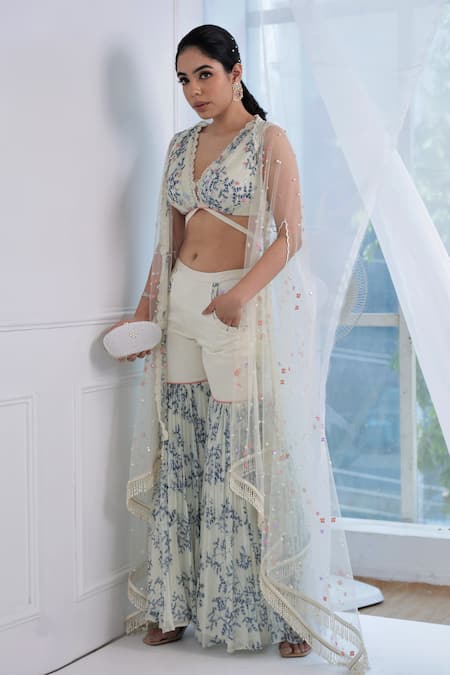 Amit Sachdeva Embroidered Cape & Gharara Set 