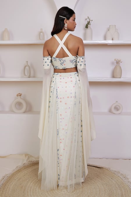 Amit Sachdeva Embroidered Crop Top & Skirt Set 