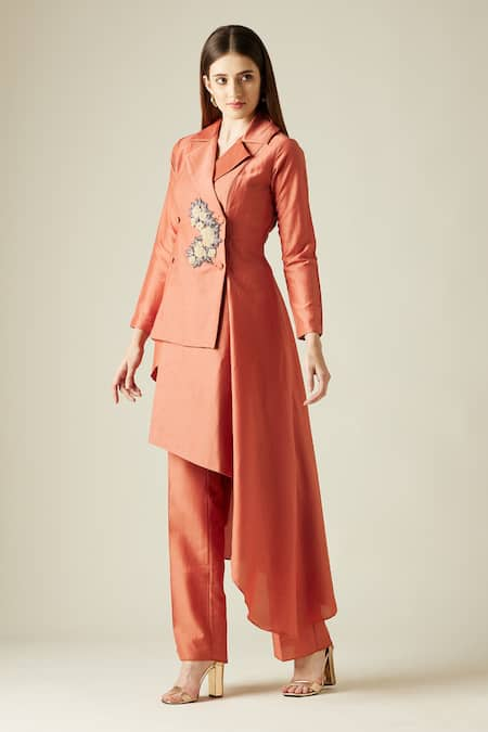 Aakaar Cotton Silk Blazer Tunic & Pant Set 