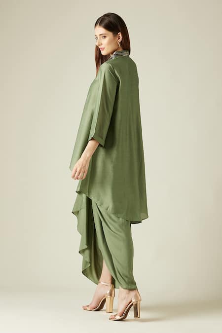 Aakaar Asymmetric Tunic & Draped Skirt Set 