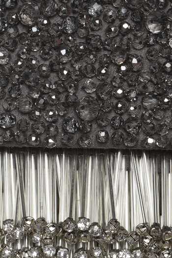 Shop_Aanchal Sayal_Black Crystals, Tassels Embroidered Mini Flap Bag_Online_at_Aza_Fashions