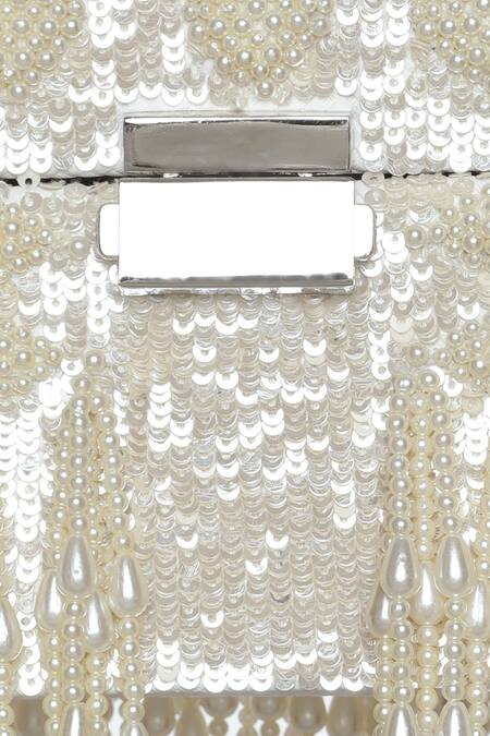 Aanchal Sayal White Embroidered Isra Mini Box Handle Bag 5