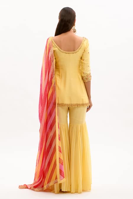 Aarti Sethia Silk Embroidered Kurta Sharara Set 