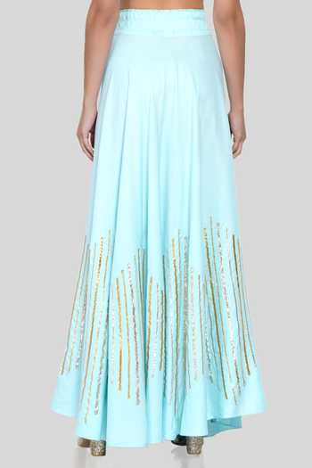 Gulabo By Abu Sandeep_Blue Embroidered Maxi Skirt _Online_at_Aza_Fashions