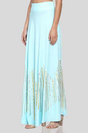 Buy_Gulabo By Abu Sandeep_Blue Embroidered Maxi Skirt _Online_at_Aza_Fashions